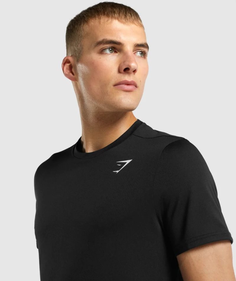 Koszulki Gymshark Arrival Regular Fit Męskie Czarne | PL 074GZE